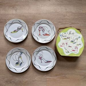 Rosanna Chic Vintage New Shoes Plates Set Dessert Cheese Charcuterie Set of 4